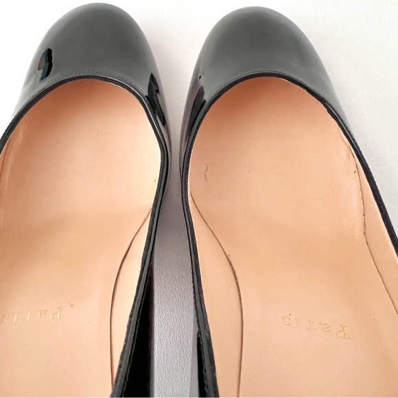 CHRISTIAN LOUBOUTIN | Miss Sab Black Patent Leather Block Heel Pumps 37.5 US 7.5 - Picture 9 of 16